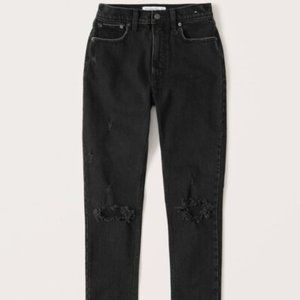 Abercrombie & Fitch High Rise Skinny Jeans Ripped Black 25 Short